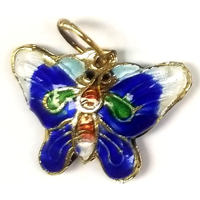 ENAMEL BUTTERFLY 17X23MM BLUE